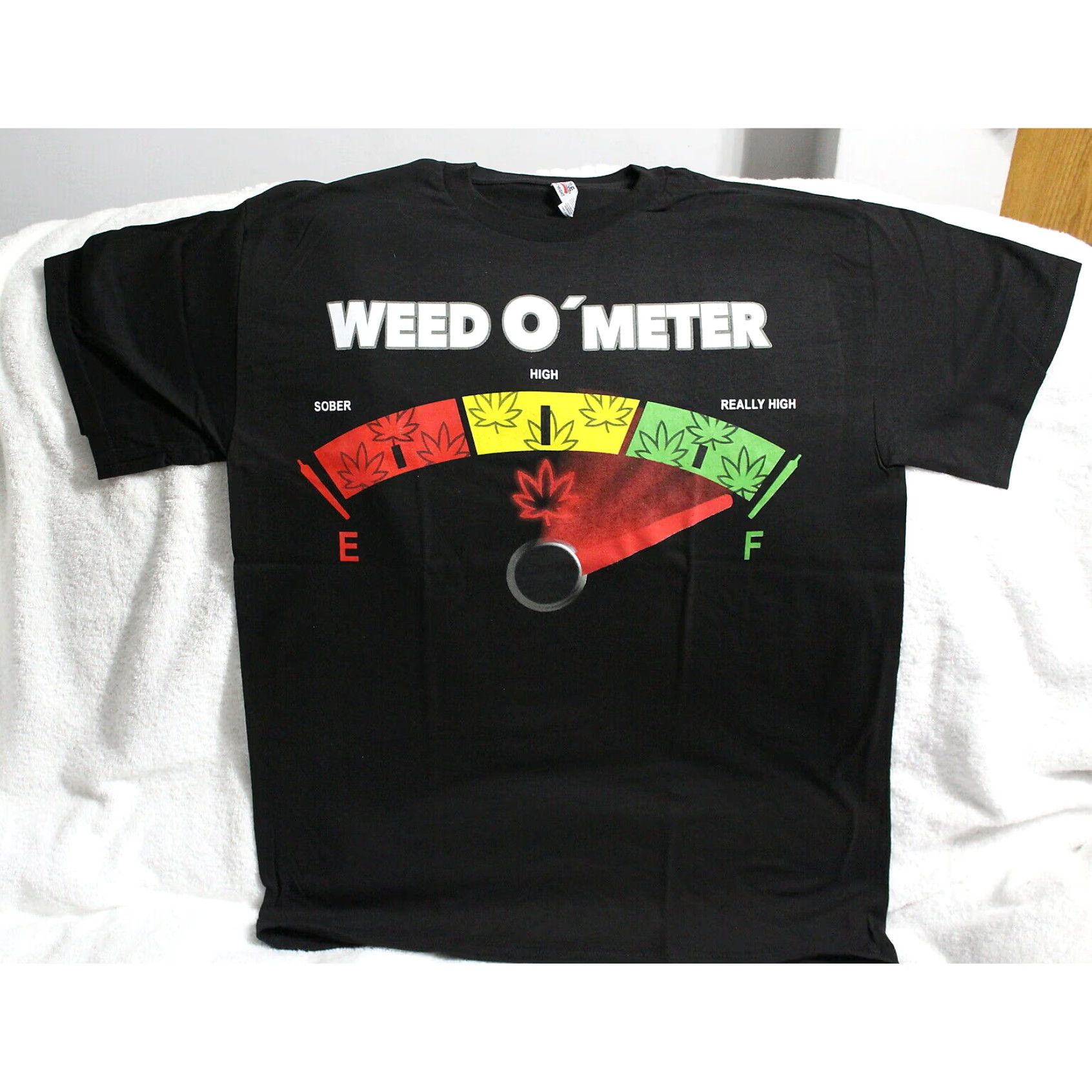 Vintage Weed O Meter Marijuana Mens Black Cotton T Shirt Size US XL / EU 56 / 4 - 1 Thumbnail