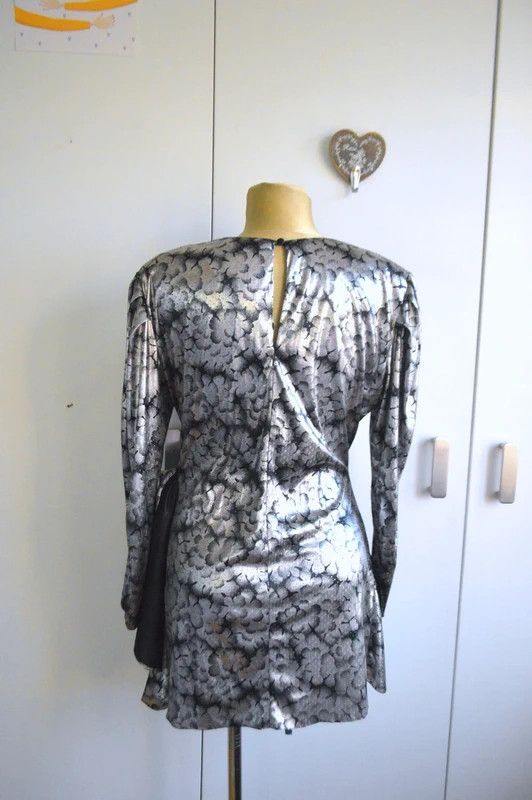 Other Creasy Paris 90s 80s Vintage Retro Silver Dress Size M / US 6-8 / IT 42-44 - 2 Thumbnail