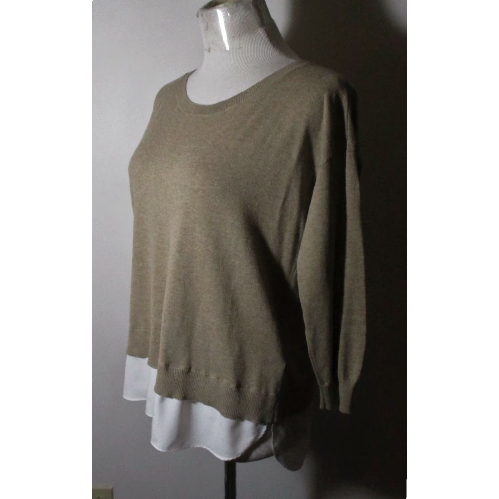 Ralph Lauren LAUREN Ralph Lauren Top Shirt Women Tan Cotton Modal Blend M Long Sleeve Boat Neck Casual Modern Fits Regular Vintage No N/A Size M / US 6-8 / IT 42-44 - 4 Thumbnail