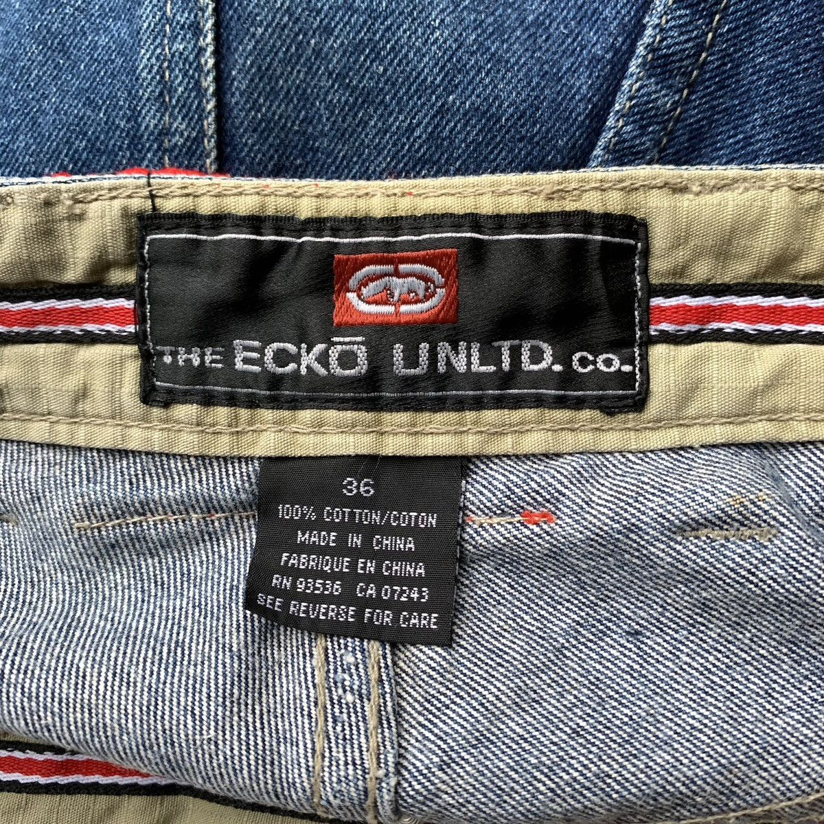 Ecko Unltd. × JNCO × Vintage Rare 1990s Ecko Unltd "Hidden Loot" Baggy Jorts Jeans Size US 36 / EU 52 - 9 Thumbnail