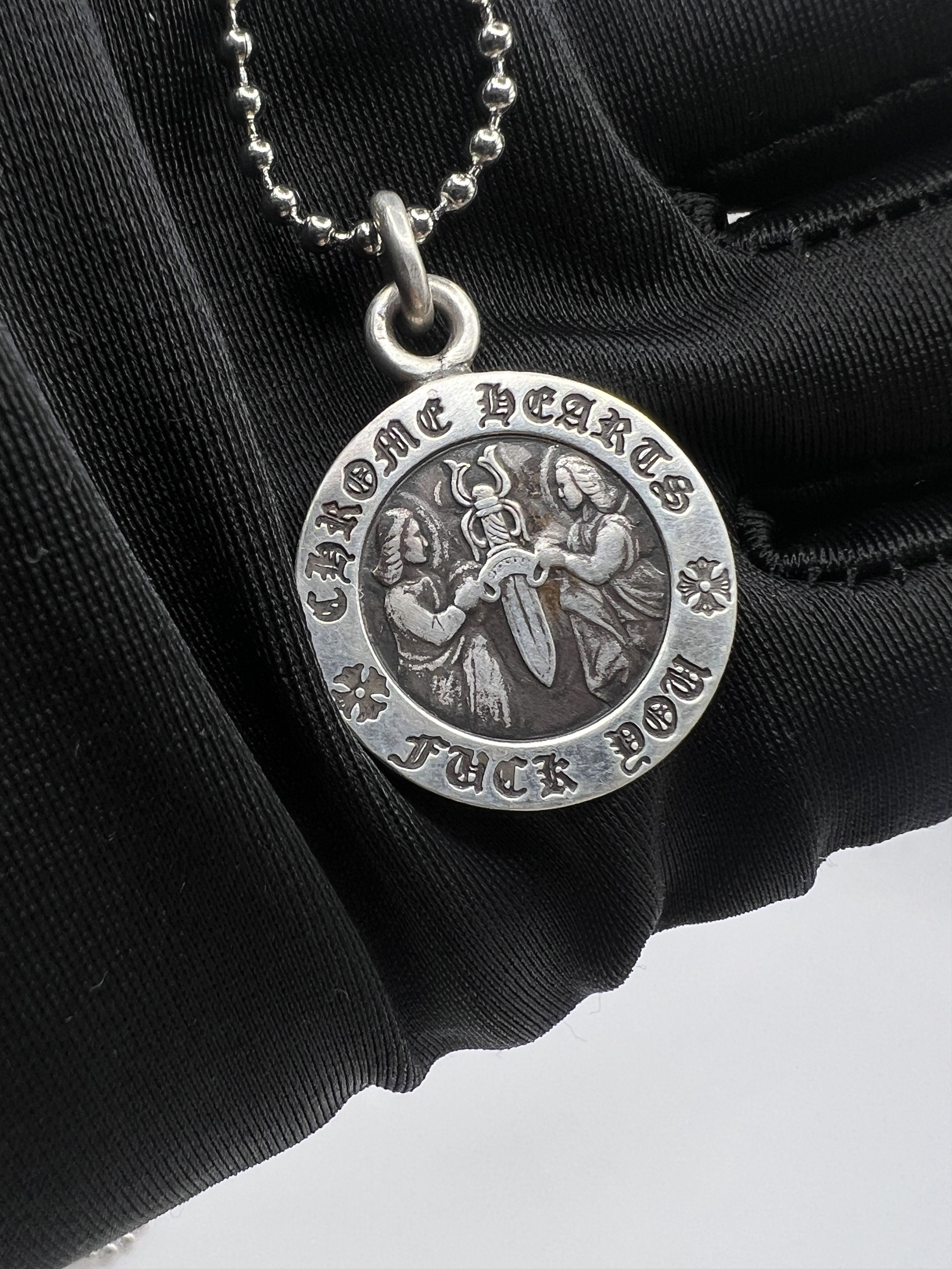 Chrome Hearts Chrome Hearts Small Medallion Pendant With Ball Chain Size ONE SIZE - 3 Thumbnail