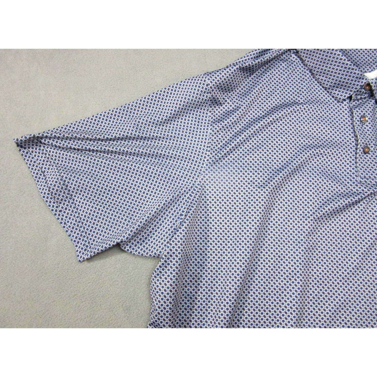 Vintage Maelreg Polo Shirt Mens 4XL Blue Geometric Golf Performance Stretch Activewear Wicking Short Sleeve Size US XXL / EU 58 / 5 - 2 Thumbnail