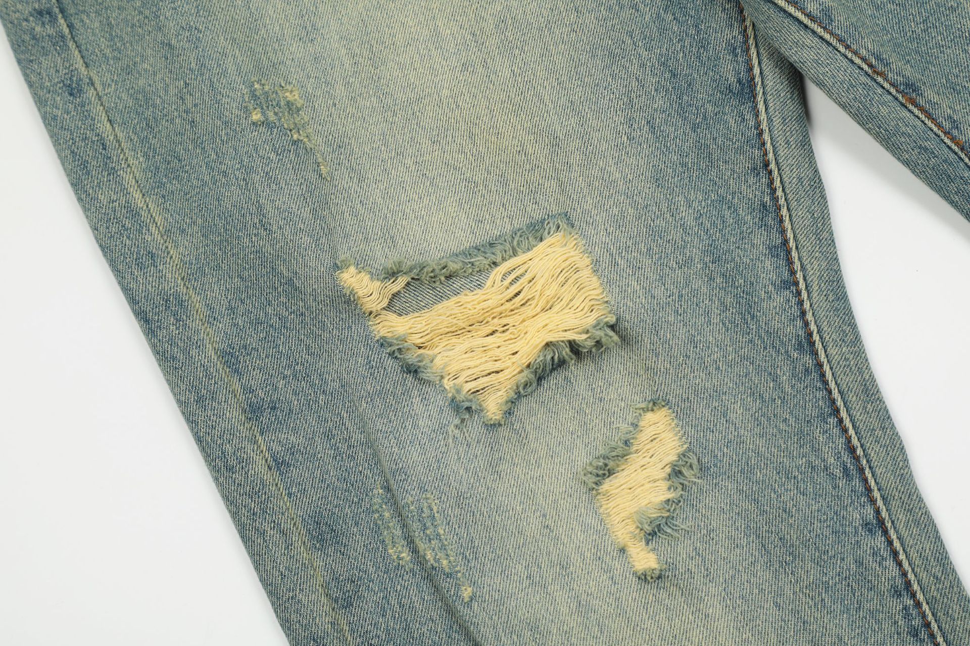 Japanese Brand Wide-leg washed straight whisker ripped cargo flared jeans Size US 32 / EU 48 - 6 Thumbnail