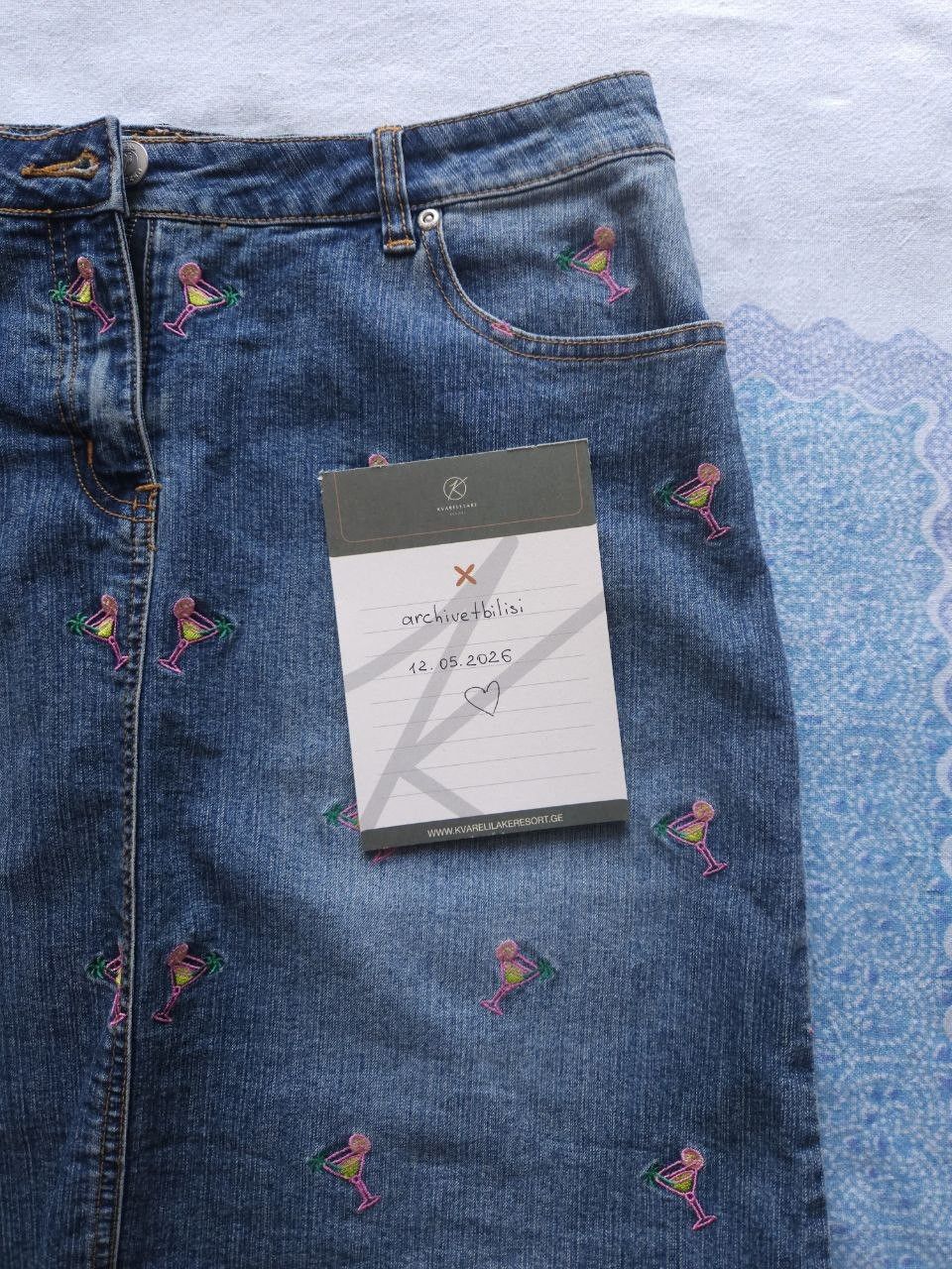 Lilly Pulitzer Vintage Lilly Pulitzer Martini Denim Skirt Y2K Size 28" / US 6 / IT 42 - 7 Thumbnail