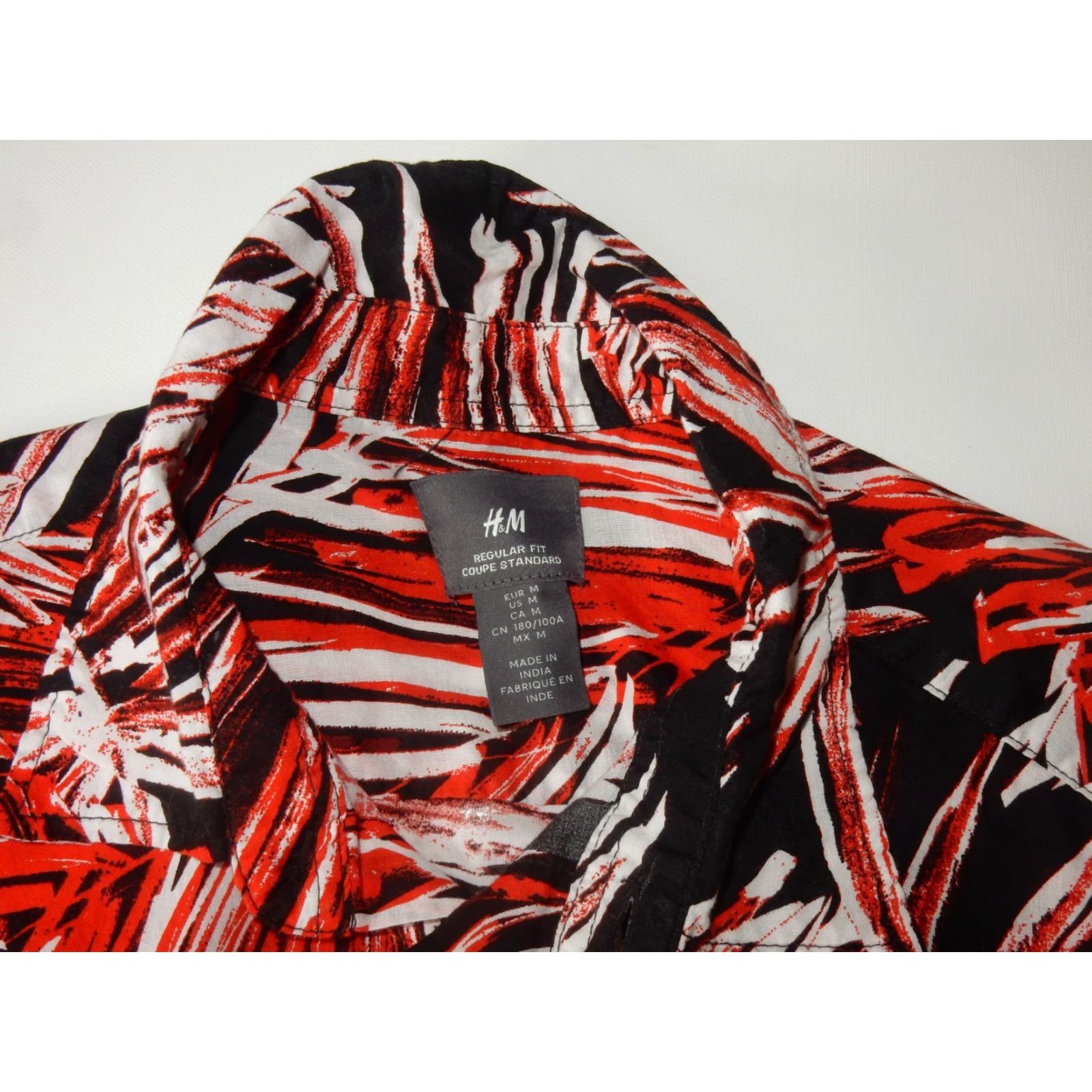 H&M H&M Button-Up Shirt Men M Short Sleeve Floral Red Size US M / EU 48-50 / 2 - 3 Thumbnail
