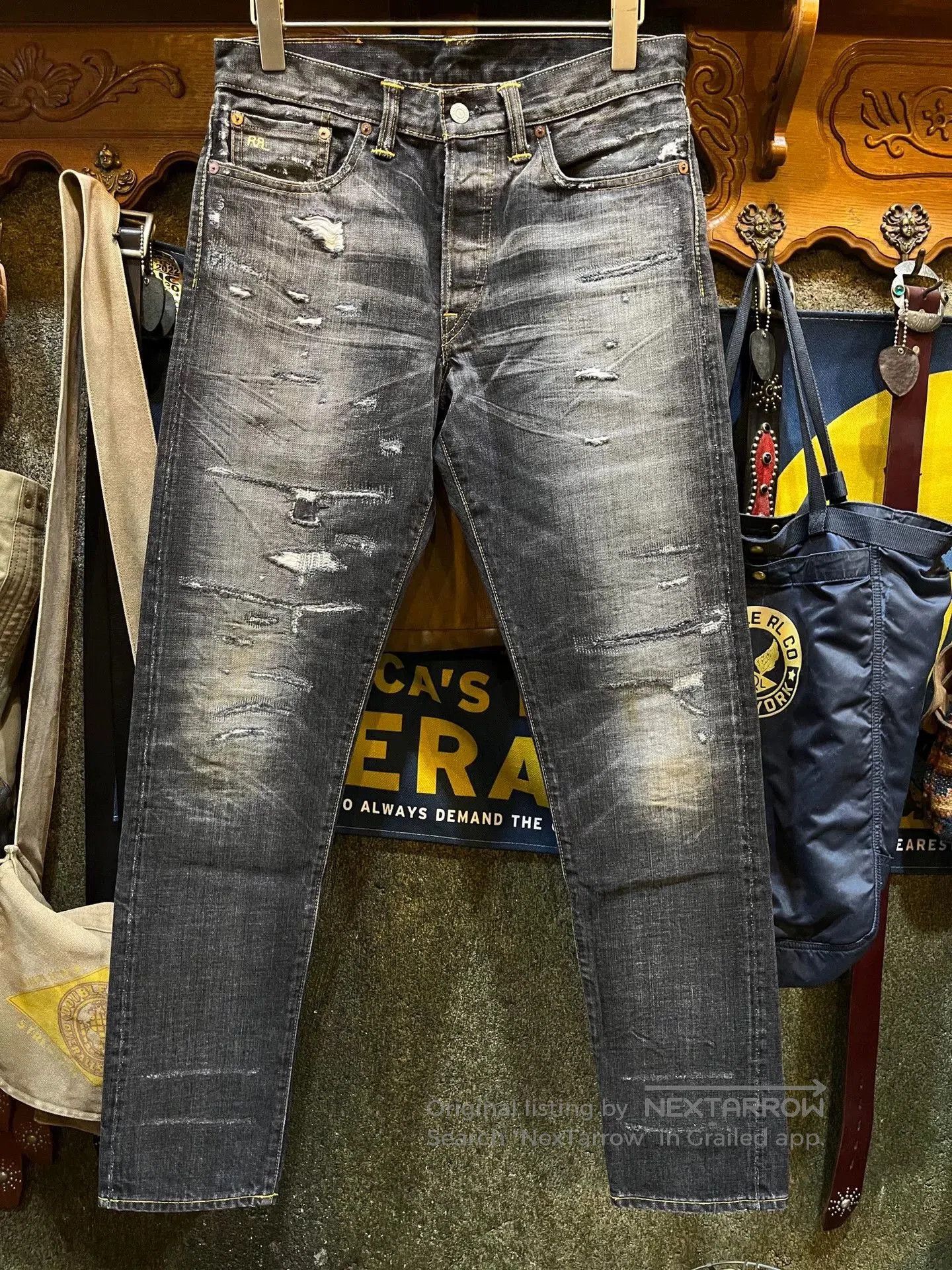 RRL Ralph Lauren distressed rrl denim jeans in gray. Size US 31 - 1 Thumbnail