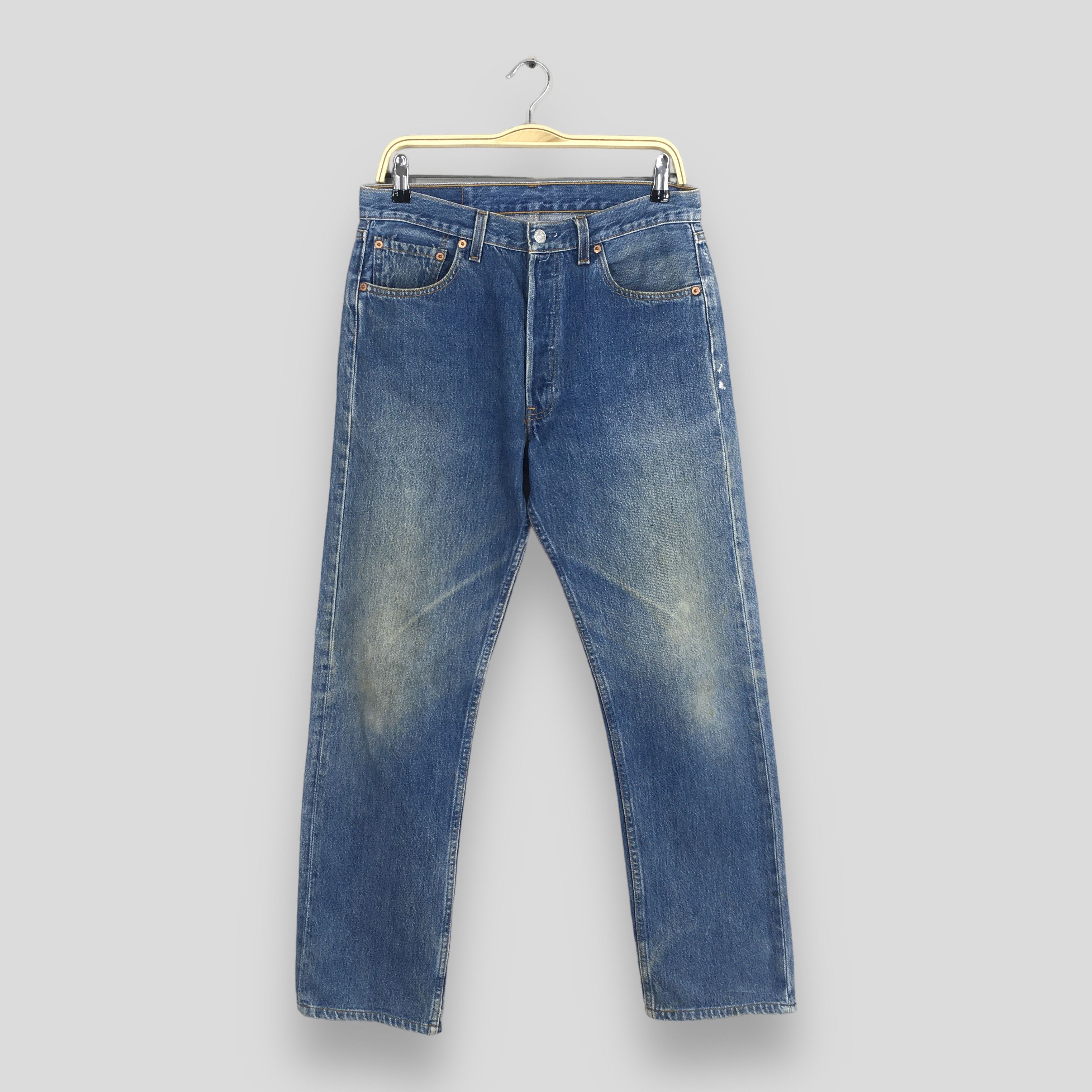 Size 31x29.5 Vintage 90s Levi's 501 Faded Blue Jeans