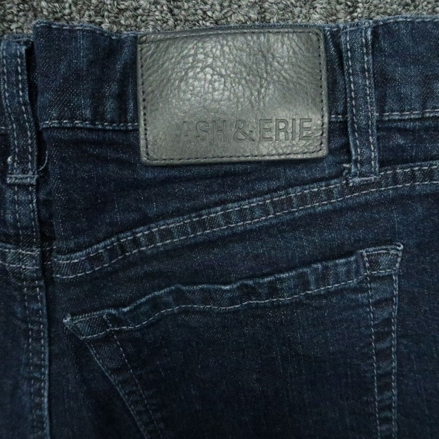 ASH Ash & Erie Jeans Mens 30x26 Dark Wash Denim 5 Pocket Straight Leg Stretch Regular Fit Cotton Denim Jeans Mens Size US 30 / EU 46 - 6 Thumbnail