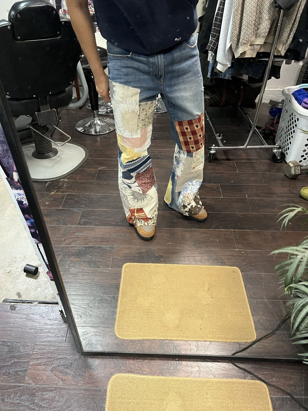 Designer INSANE HIPPIE REMAKE COWBOY PATCHWORK REMAKE FLARED DENIM Size US 36 / EU 52 - 5 Thumbnail