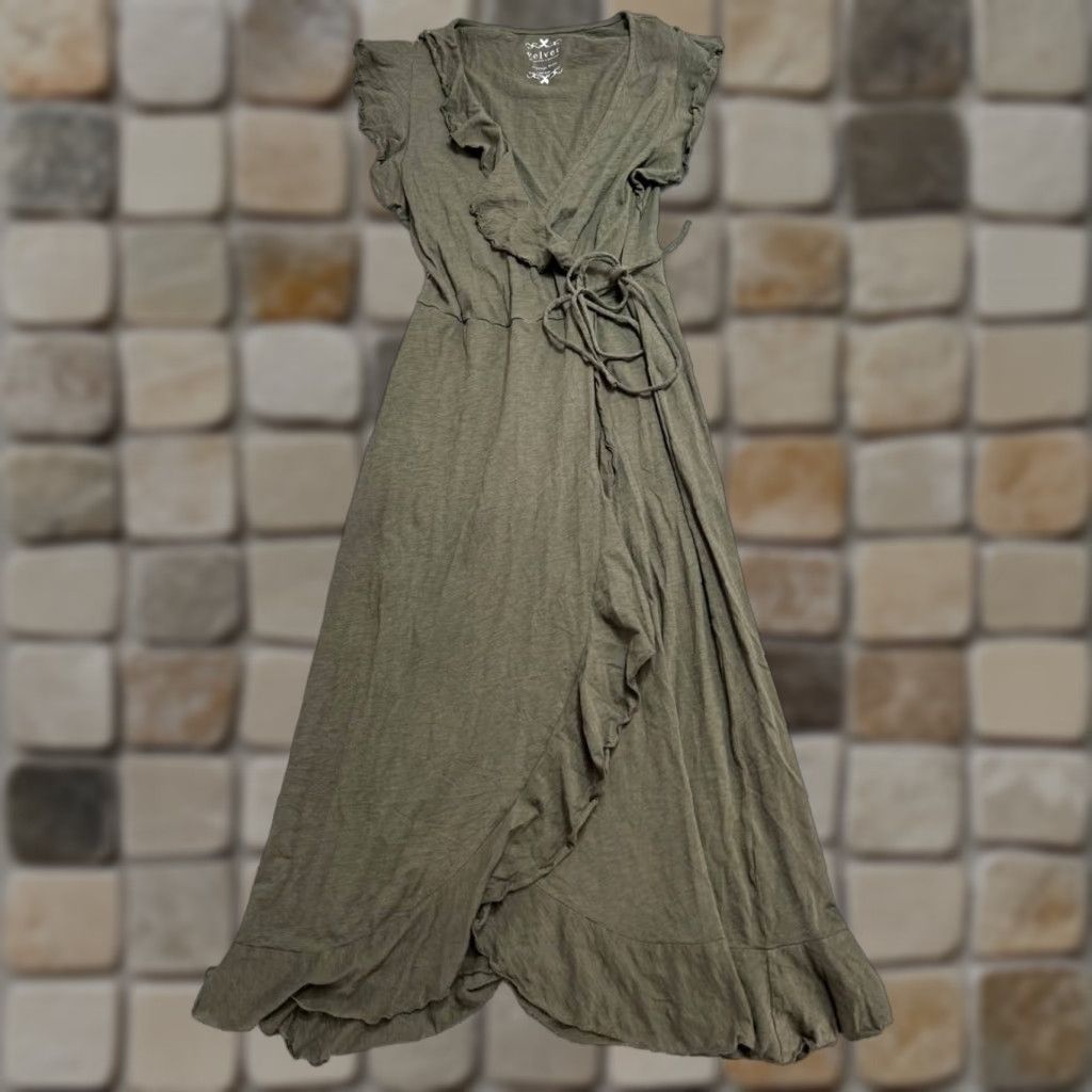 Velvet Velvet by Graham & Spencer Womens XXS Olive Green Cotton Wrap Knit Shirt Size XXS / US 00 / IT 34 - 1 Thumbnail