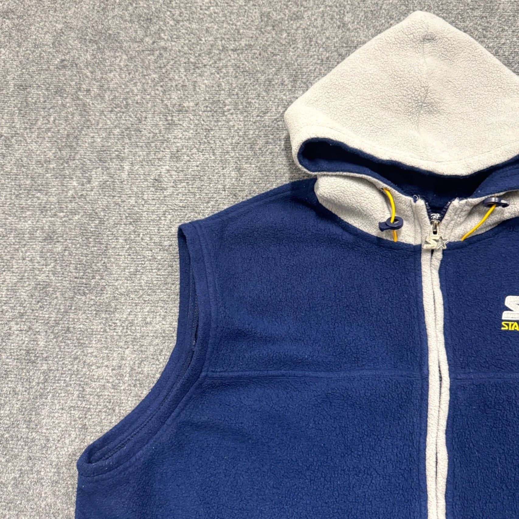Starter VTG Starter Vest Mens XL Blue 90s Hooded Fullzip Jacket Gray Y2K Cotton Windbreaker Polyester Shirt? Size US XL / EU 56 / 4 - 5 Thumbnail