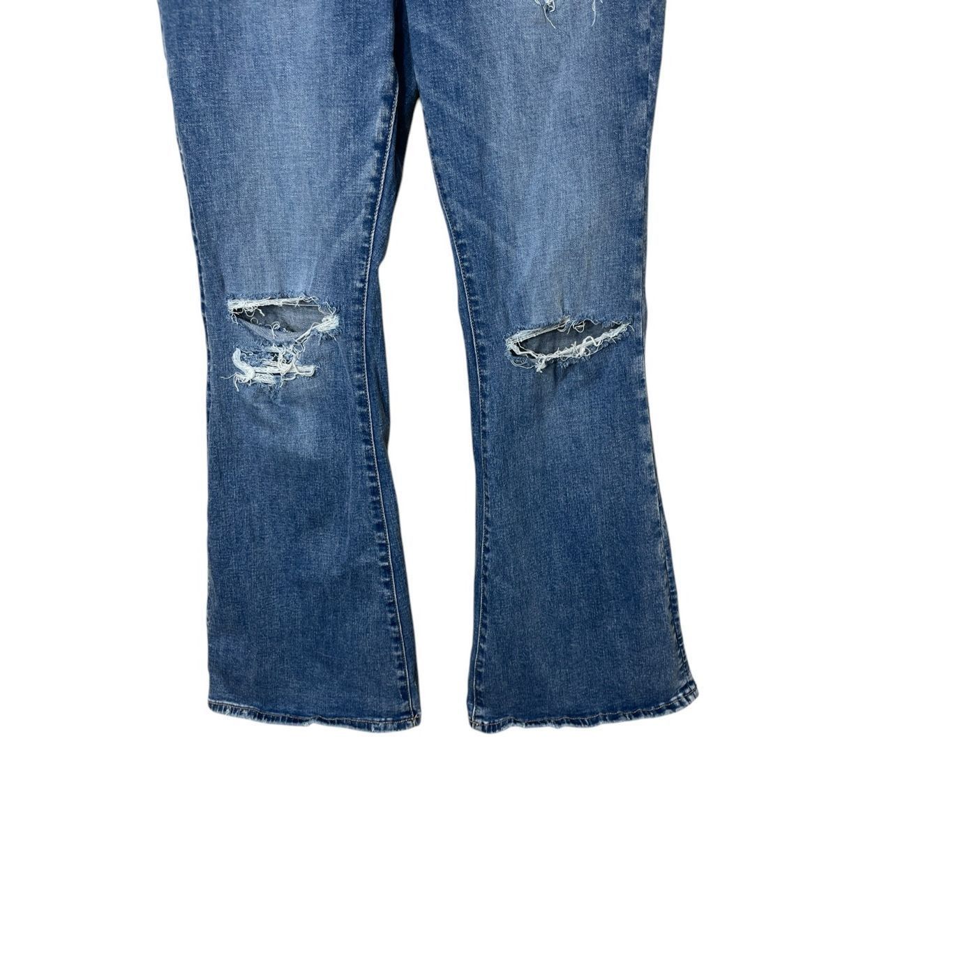 American Eagle Outfitters American Eagle Curvy Super High Rise Flare Distressed Jeans Size 28" / US 6 / IT 42 - 3 Thumbnail