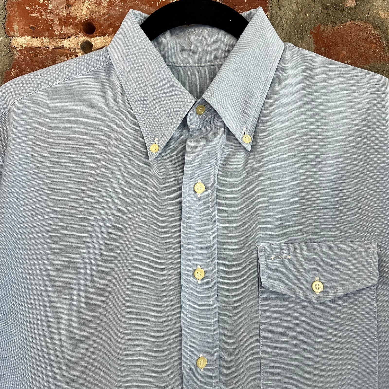 Vintage Blue Oxford Cloth Button Down SS Shirt L 22x30 PERFECT WEAR Size US L / EU 52-54 / 3 - 1 Thumbnail