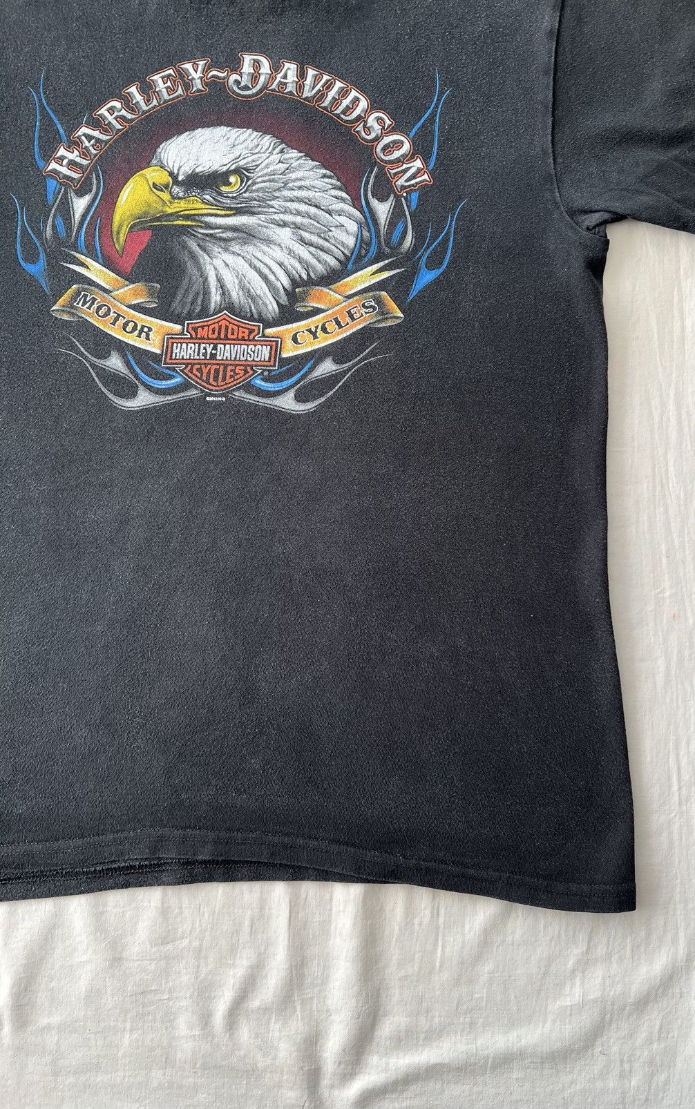 Harley Davidson Vintage 2013 Harley Davidson Eagle Fire Flame Black T-shirt Size US L / EU 52-54 / 3 - 8 Thumbnail