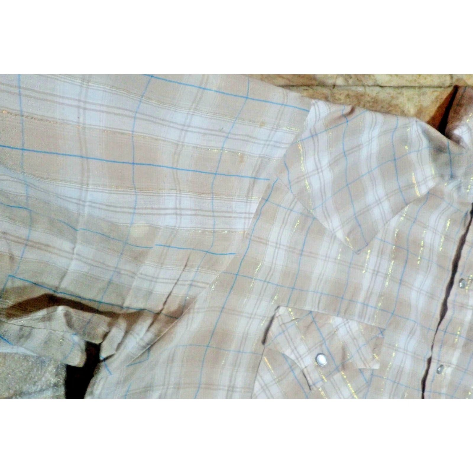 Vintage VINTAGE Plains Western Wear Cowboy Shirt XL Brown Plaid Metallic Thread Snap Closure Rockabilly Mens Size US XL / EU 56 / 4 - 7 Thumbnail