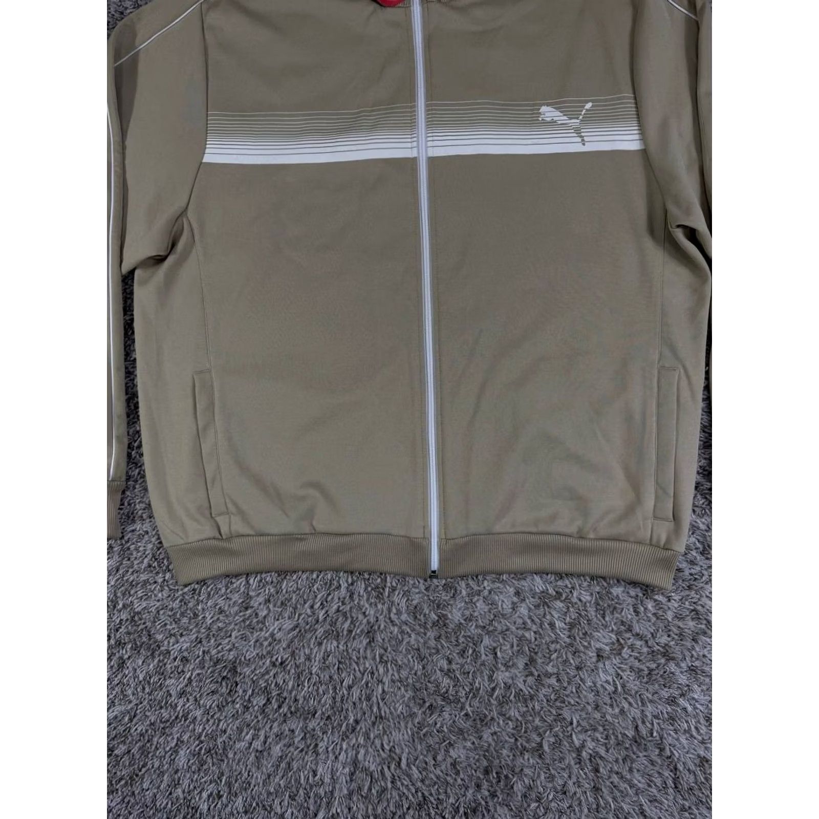 Puma VINTAGE Puma Streaming Cat Track Jacket Beige Men's XL Retro Full Zip Long Sleeve Polyamide Polyester Spring Fall Activewear Men Size XL Beige Retro Size US XL / EU 56 / 4 - 4 Thumbnail