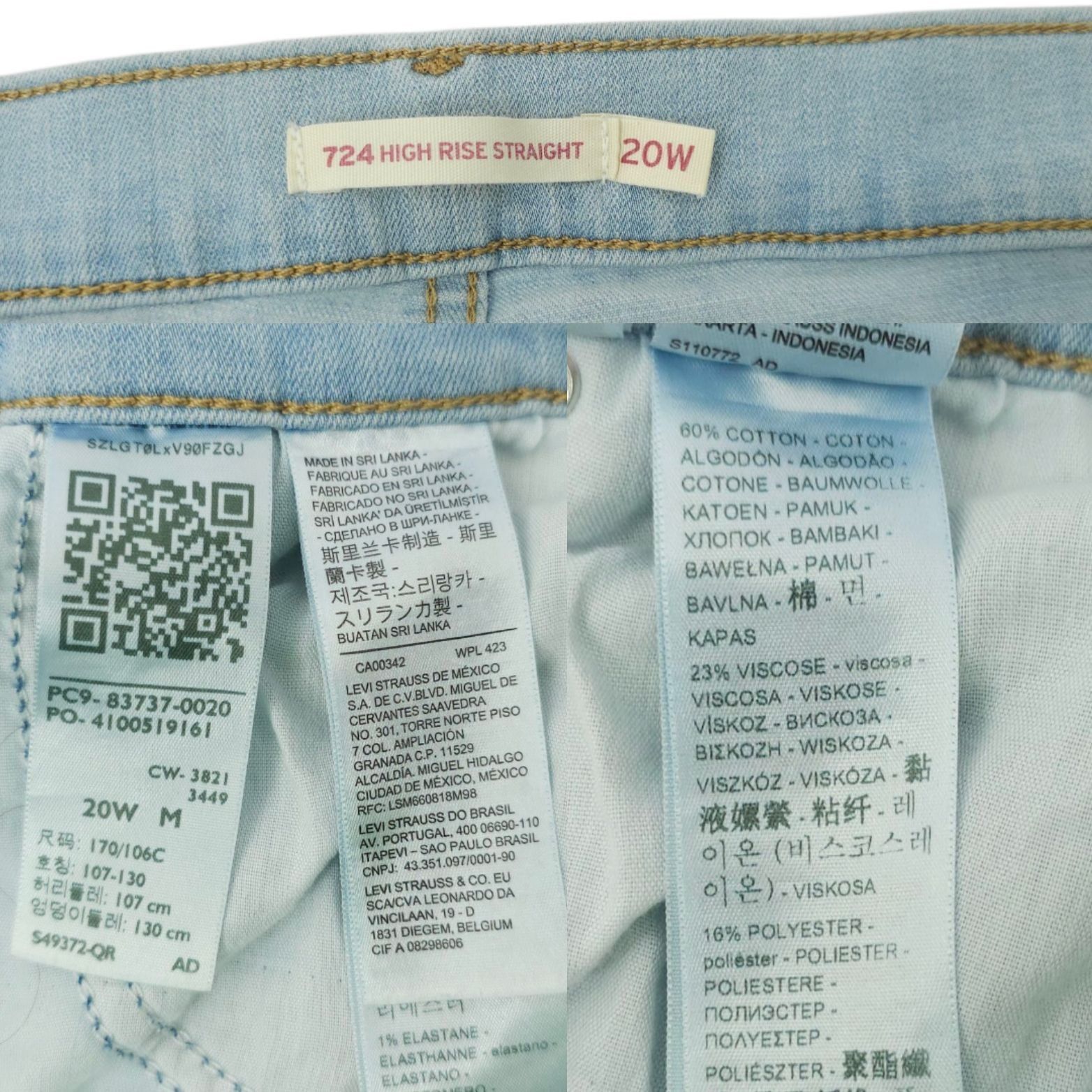 Levi's Levis 724 High Rise Straight Jeans Womens Size 20W Frayed He Size 39" - 8 Thumbnail