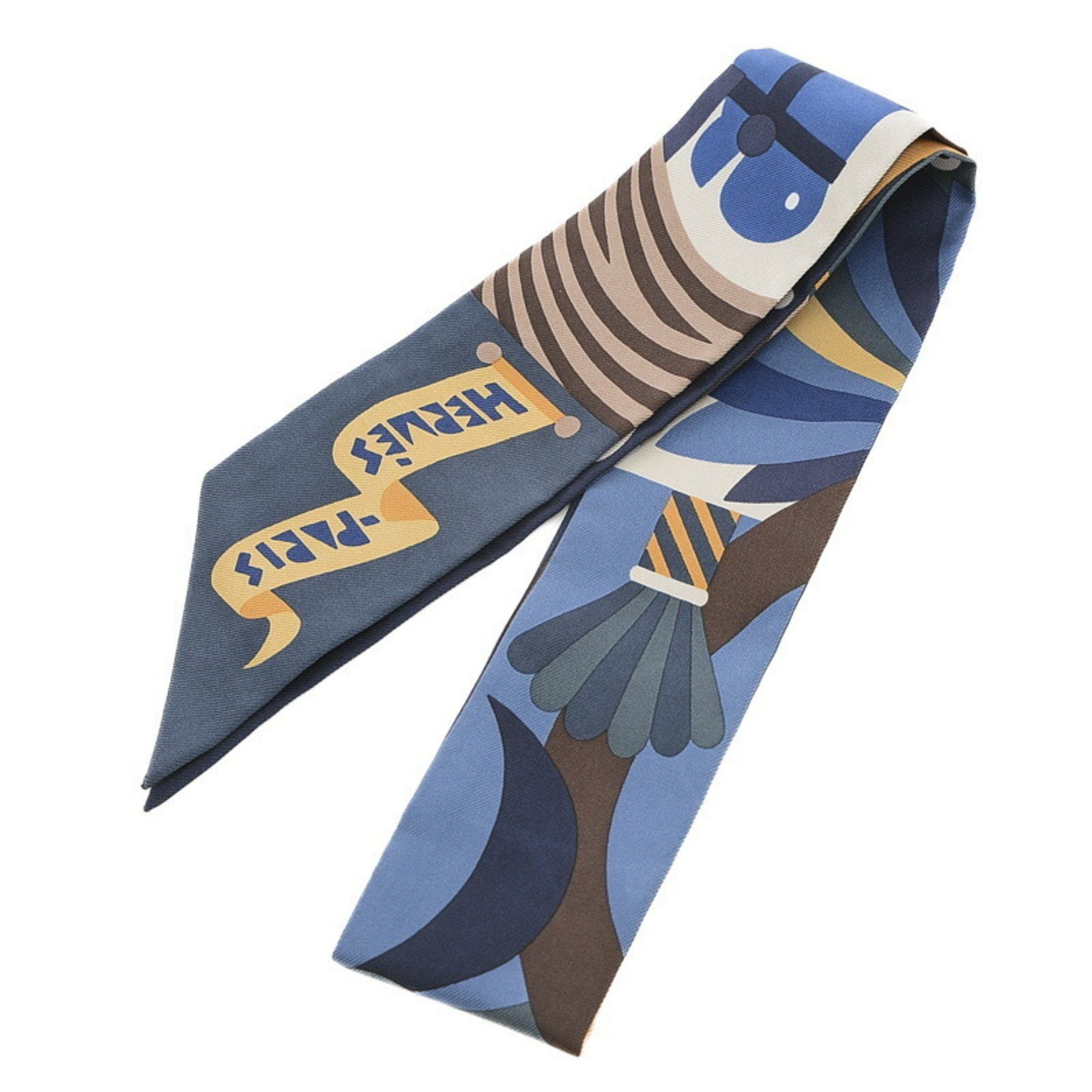 image of Hermes Twilly Scarf Parade En Fanfare 100% Silk in Beige, Women's