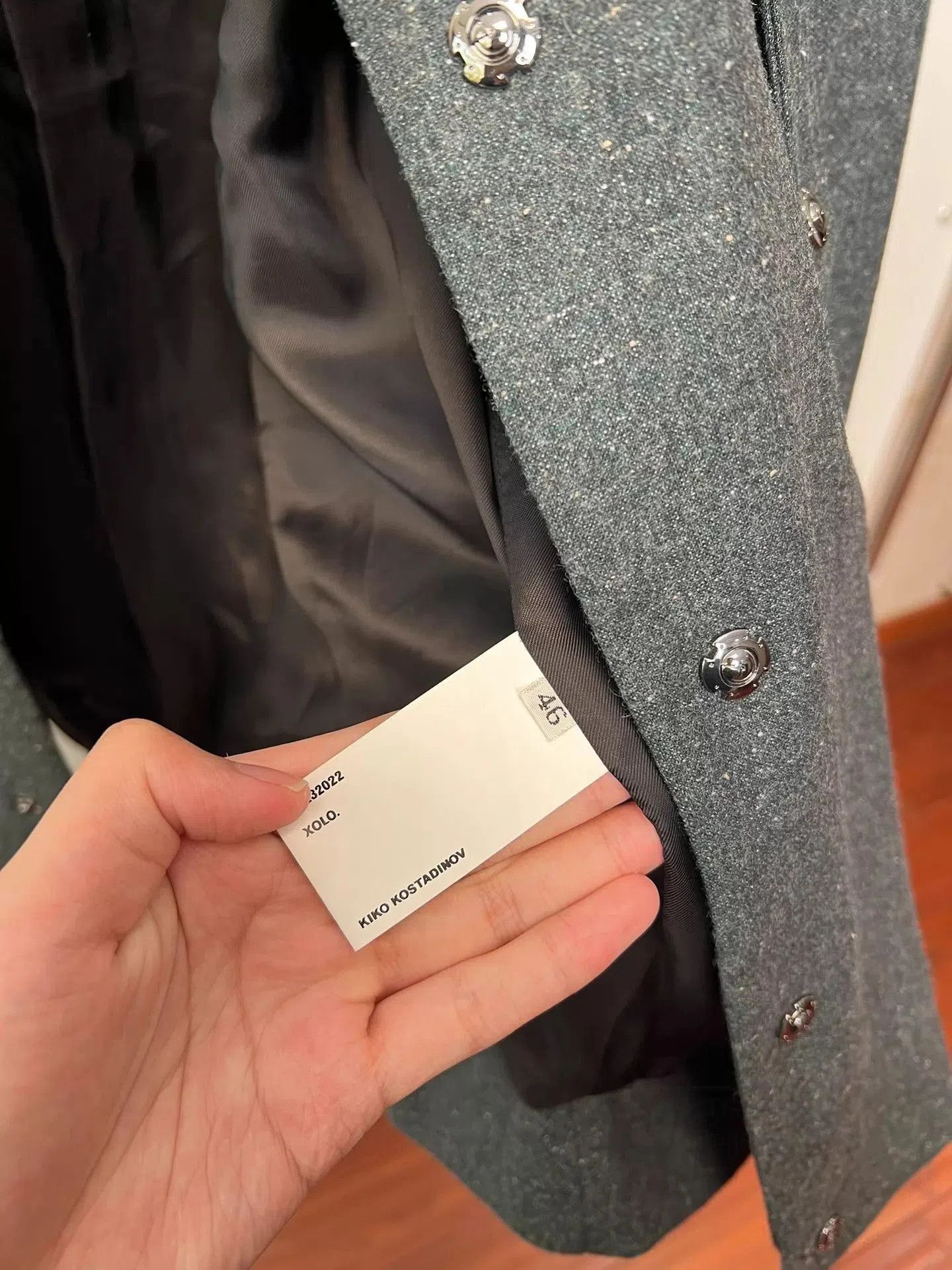 Kiko Kostadinov Blue Button-Front Jacket with Contrast Collar. Size US S / EU 44-46 / 1 - 8 Thumbnail