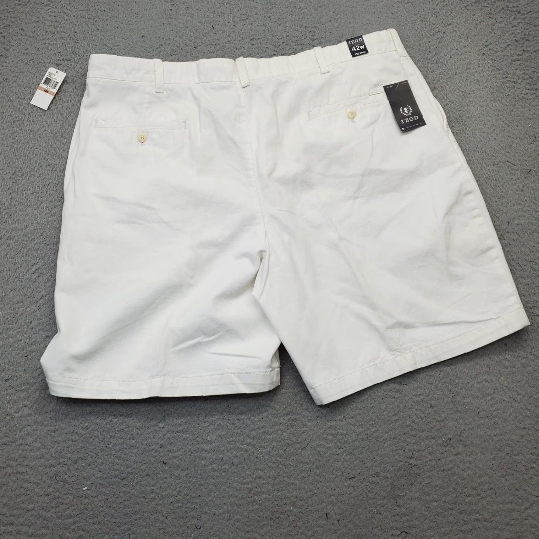 Izod IZOD Mens White Chino Shorts 42 Regular Flat Front Slash Pocket Shorts Mens Size 42 White Flat Front Casual Outdoor 90s? Size US 42 / EU 58 - 2 Thumbnail