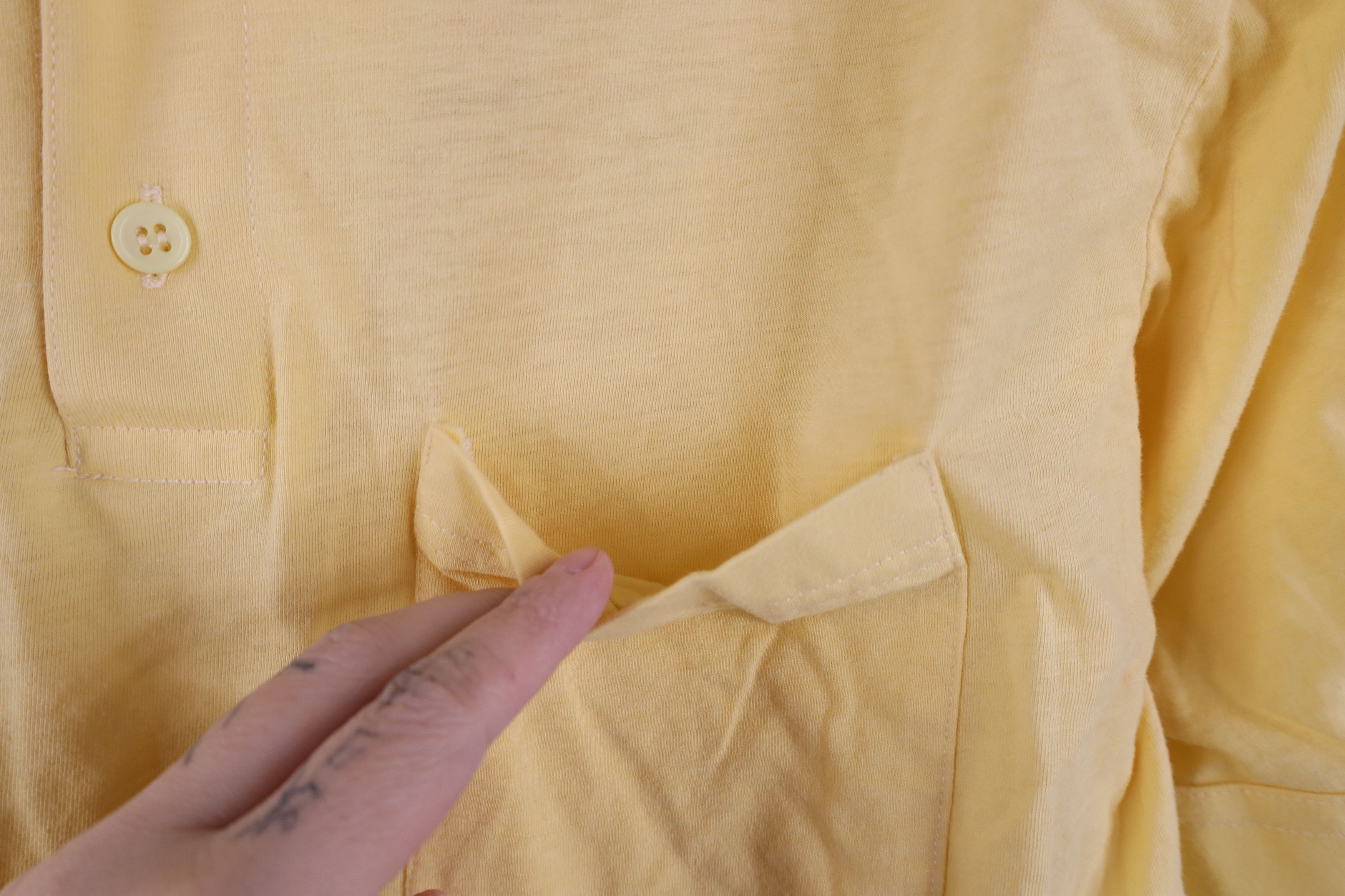 Vintage Vintage 70s Streetwear Blank Knit Collared Polo Shirt Yellow Size US L / EU 52-54 / 3 - 4 Thumbnail
