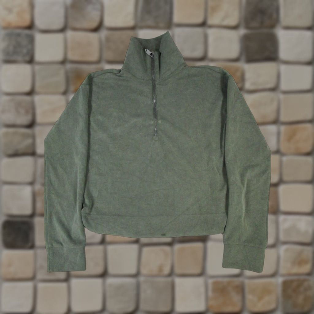 Athleta Athleta Sweater Womens XS Green Mock Neck Long Sleeve Pullover Regular Fleece Polyester Size XS / US 0-2 / IT 36-38 - 1 Thumbnail