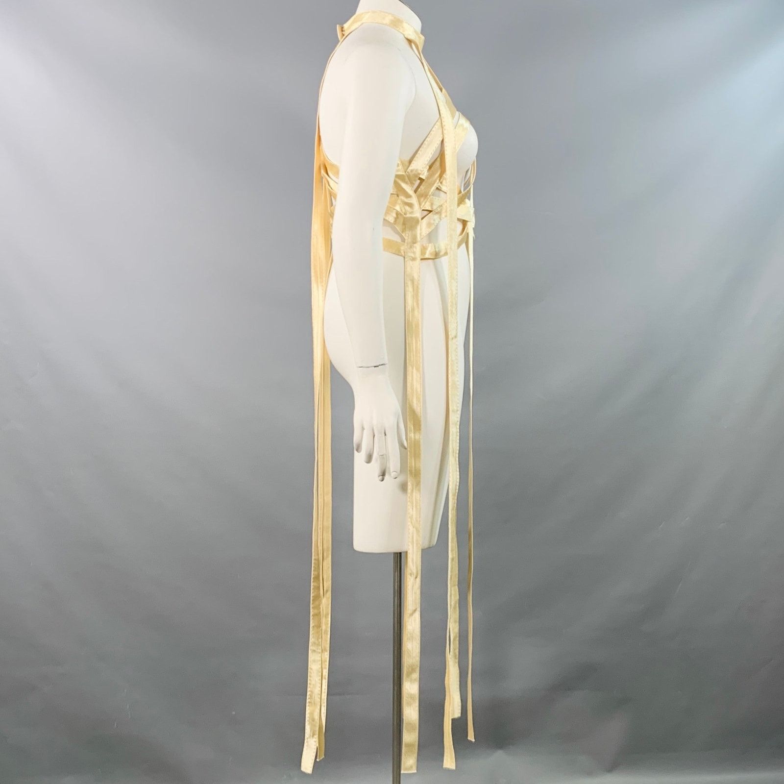 KHAITE KHAITE XL Sukey Gold Viscose Satin Straps Harness Dress Top Size XL / US 12-14 / IT 48-50 - 3 Thumbnail