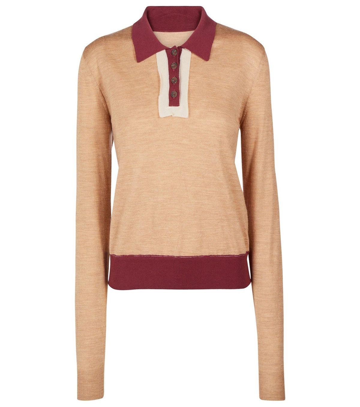 Maison Margiela o1y0625 Polo Sweater in Camel/Burgundy Size M / US 6-8 / IT 42-44 - 1 Thumbnail