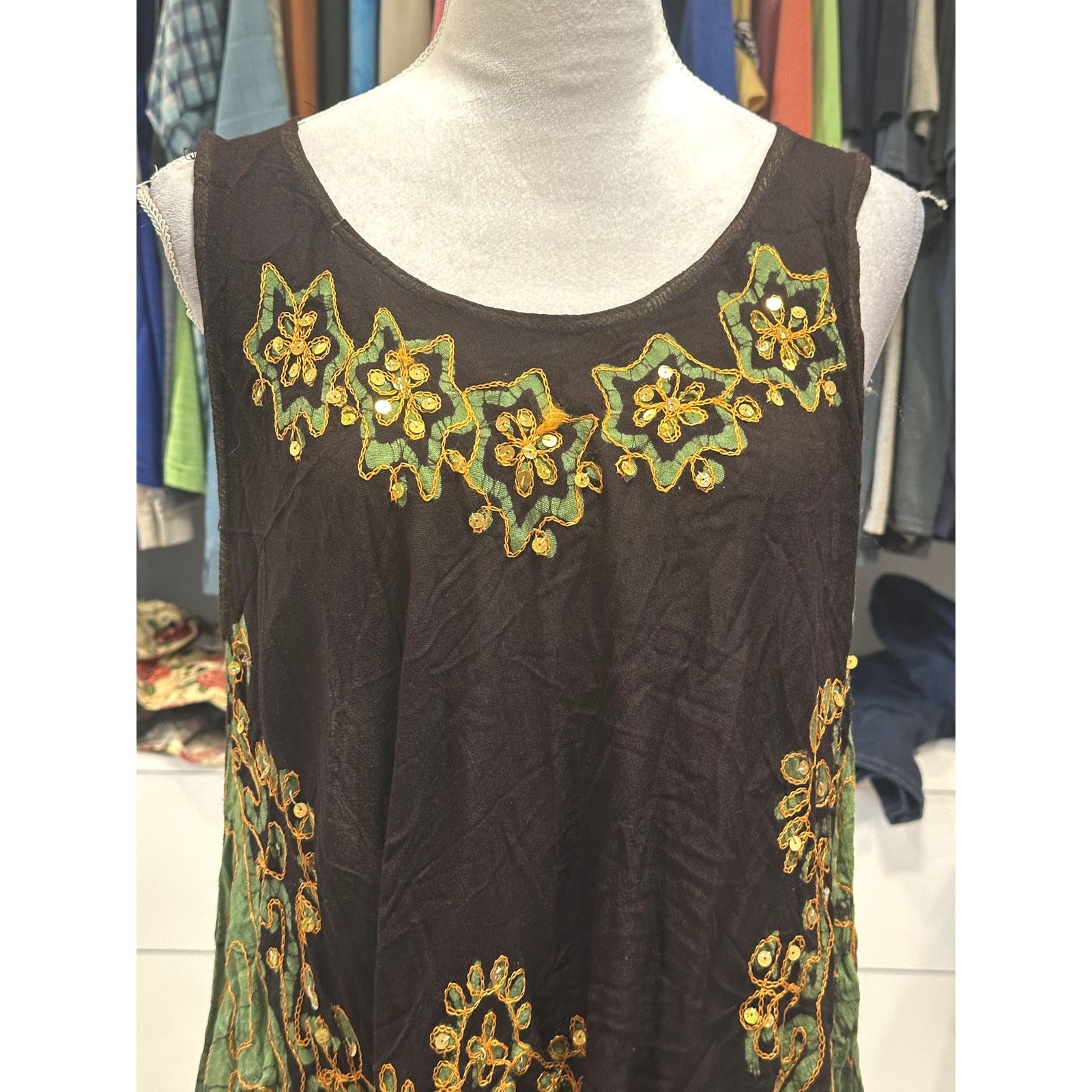 Sunflower Sunflower Sleevelss Tunic Dress Black Yellow OS Semi Sheer Size ONE SIZE - 2 Thumbnail