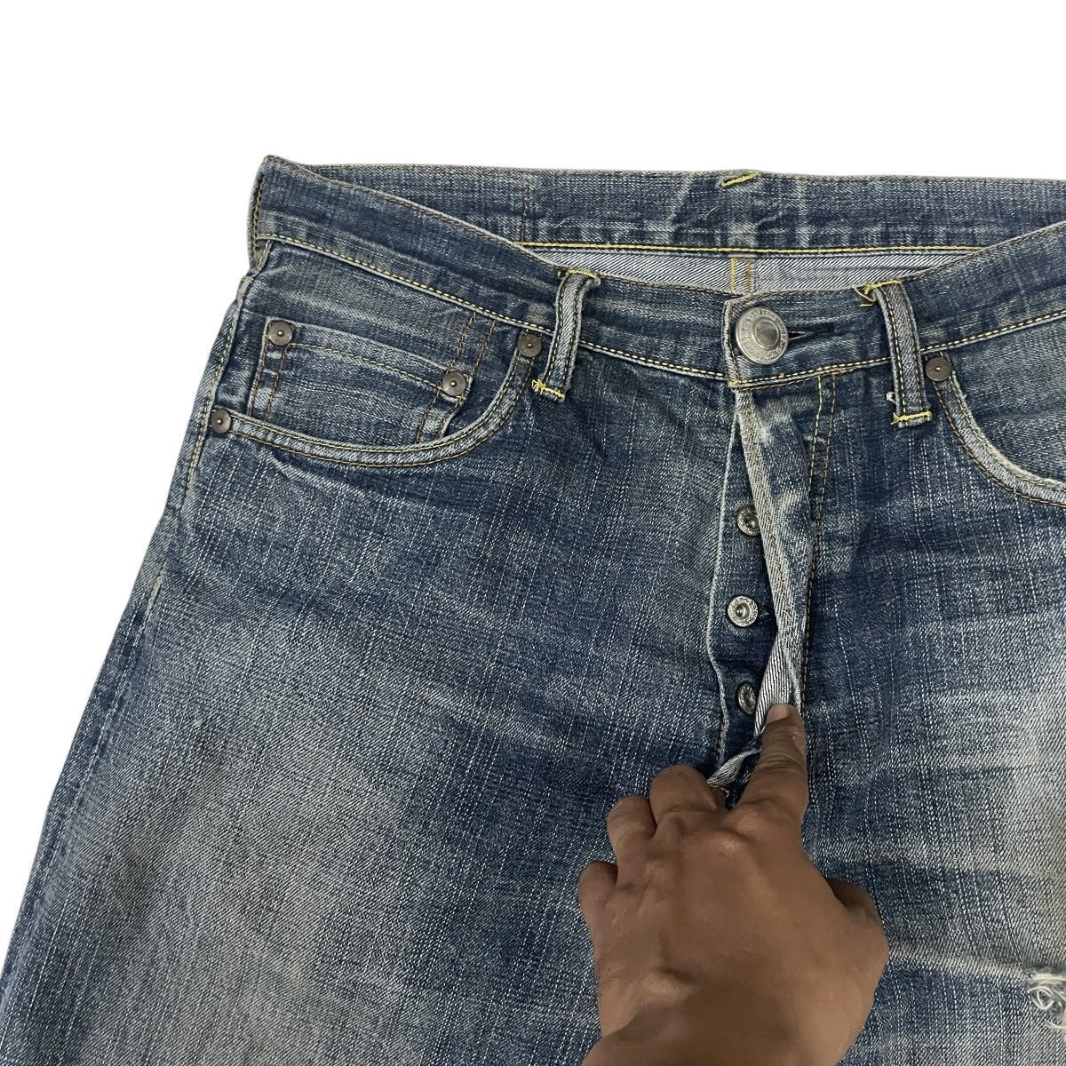 Evisu Vintage Evisu Distressed Redline Denim Jeans Size US 34 / EU 50 - 13 Thumbnail