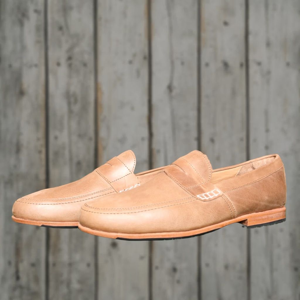 Vintage ADELANTE The Lorenzo Tan Leather Penny Loafers Mens  display picture 2