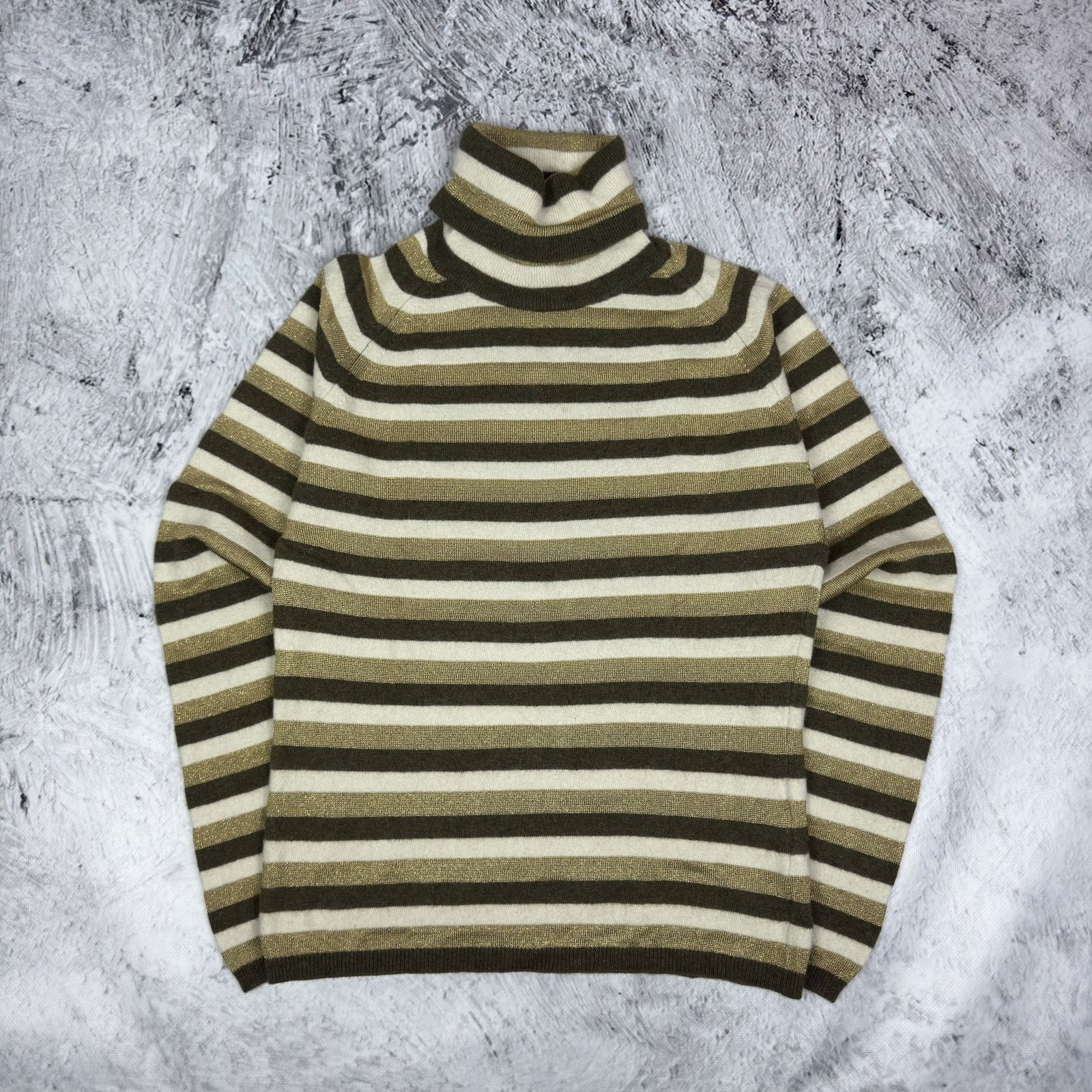 Dolce & Gabbana Dolce & Gabbana Womens Wool Striped Knit Turtle Neck Sweater Size L / US 10 / IT 46 - 1 Thumbnail