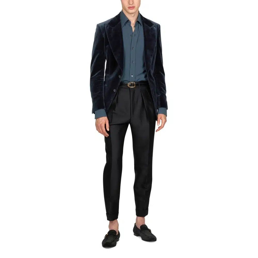 Tom Ford o1loc1c0425 JLAP02 Light Velvet Atticus Jacket in Blue Size US M / EU 48-50 / 2 - 2 Thumbnail