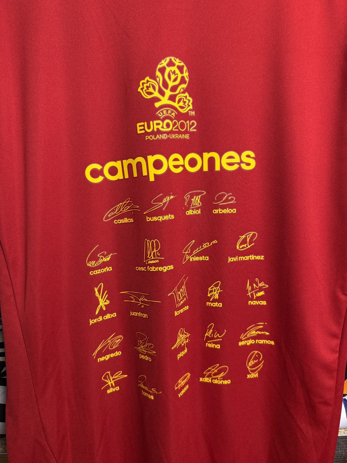 Adidas Vintage UEFA Euro 2012 Poland Ukraine Spain Soccer Jersey Size US L / EU 52-54 / 3 - 7 Thumbnail