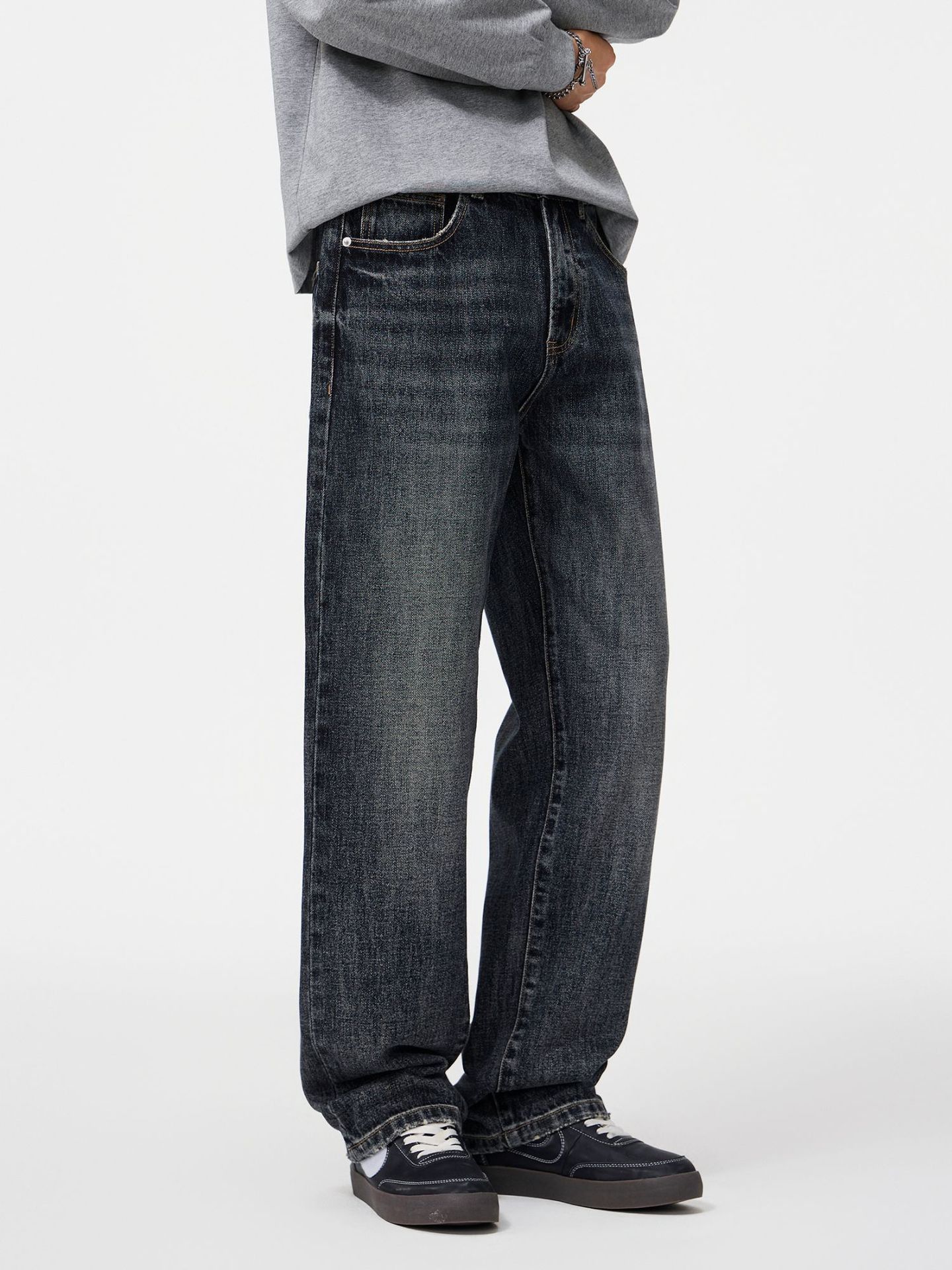 Japanese Brand Men's Cleanfit American Retro Washed Loose Straight Jeans Size US 32 / EU 48 - 2 Thumbnail
