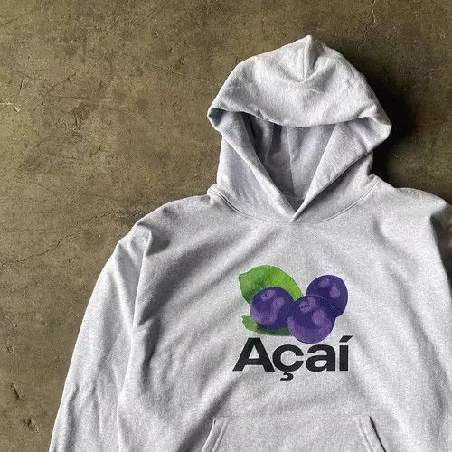 Japanese Brand Hoodie Gray washed retro Acai print all-match hoodie Size US L / EU 52-54 / 3 - 2 Thumbnail