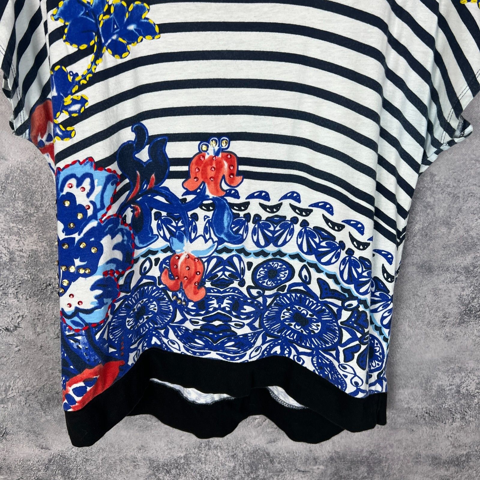 Desigual Desigual Blouse Women's Size XL Multicolor Short Sleeve ` Size XL / US 12-14 / IT 48-50 - 3 Thumbnail
