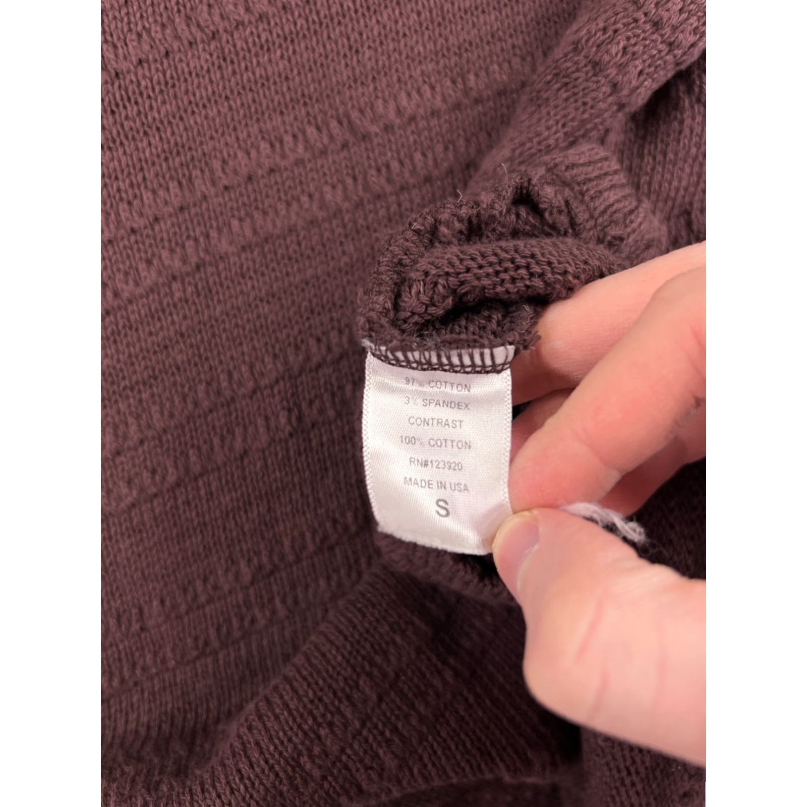 Vintage LA Made Womens Sweater Pullover Long Sleeve Cowl Neck Asymmetric Ruffle Burgundy Fall Winter 100% Cotton Knit Casual Size S / US 4 / IT 40 - 4 Thumbnail