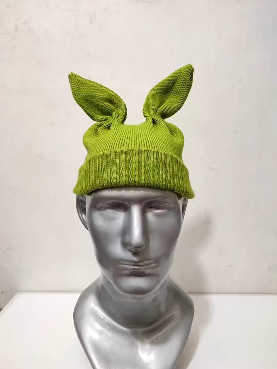 image of Zero Quarter Bunny Ear Horn Devil Design Beanie Hats in Green, Men's