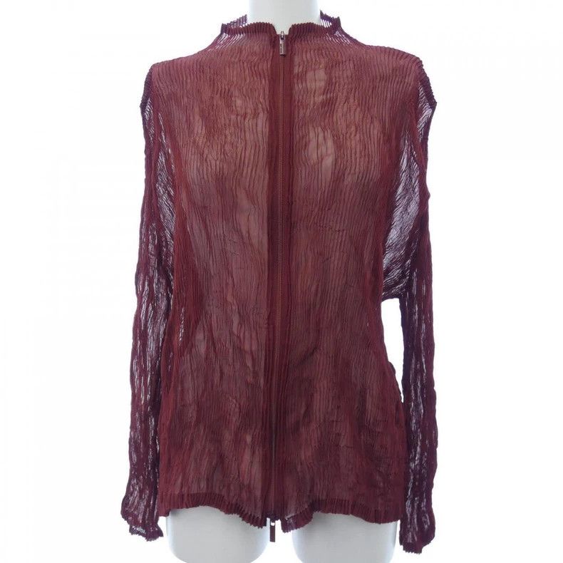 Issey Miyake Issey Miyake See-through dark red wicker zipper cardigan Size M / US 6-8 / IT 42-44 - 1 Thumbnail