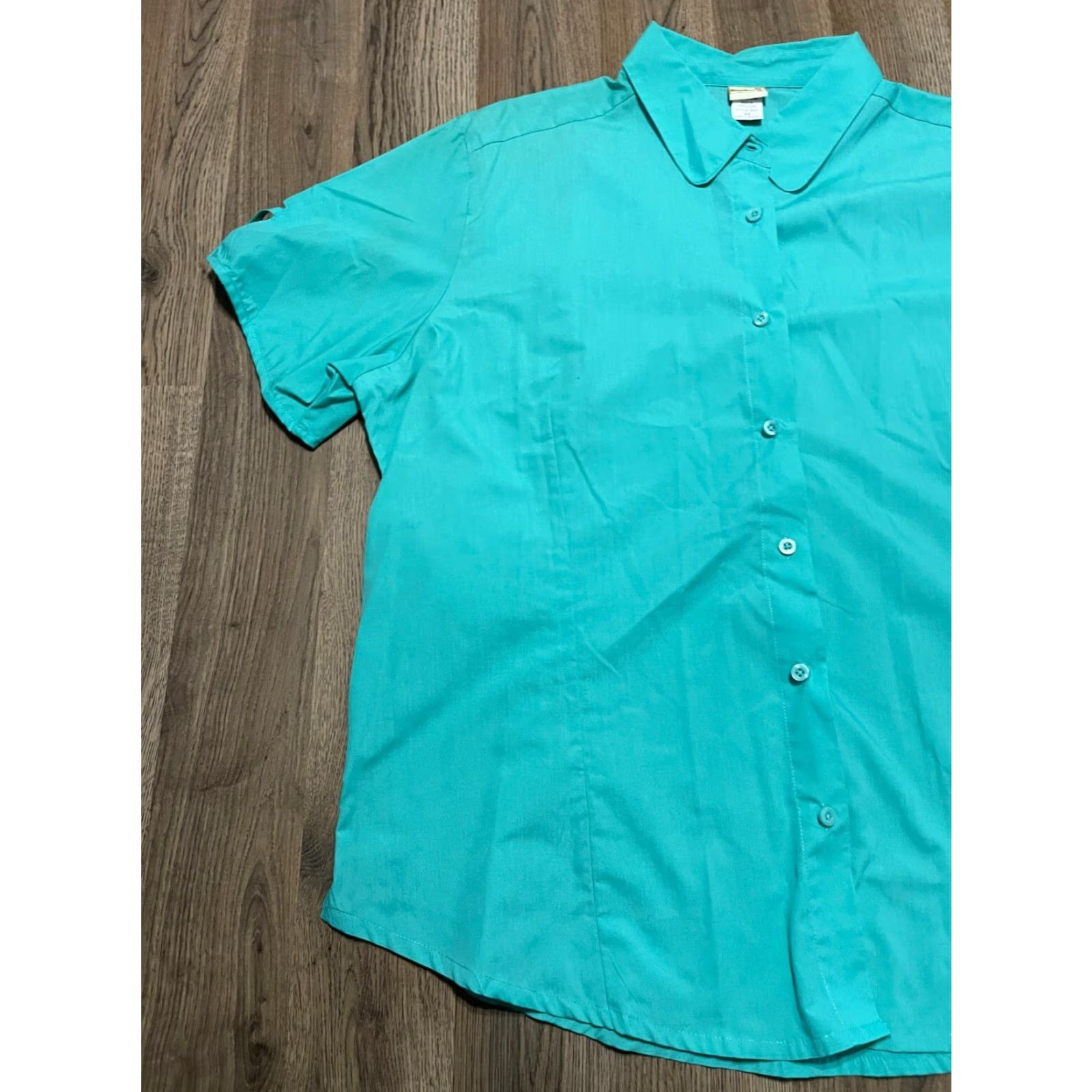 Vintage BocaBay Shirt Womens XX Teal Button Up Open Slit Sleeves Casual Modern Fall Spring Summer Size XXL / US 16-18 / IT 52-54 - 3 Thumbnail
