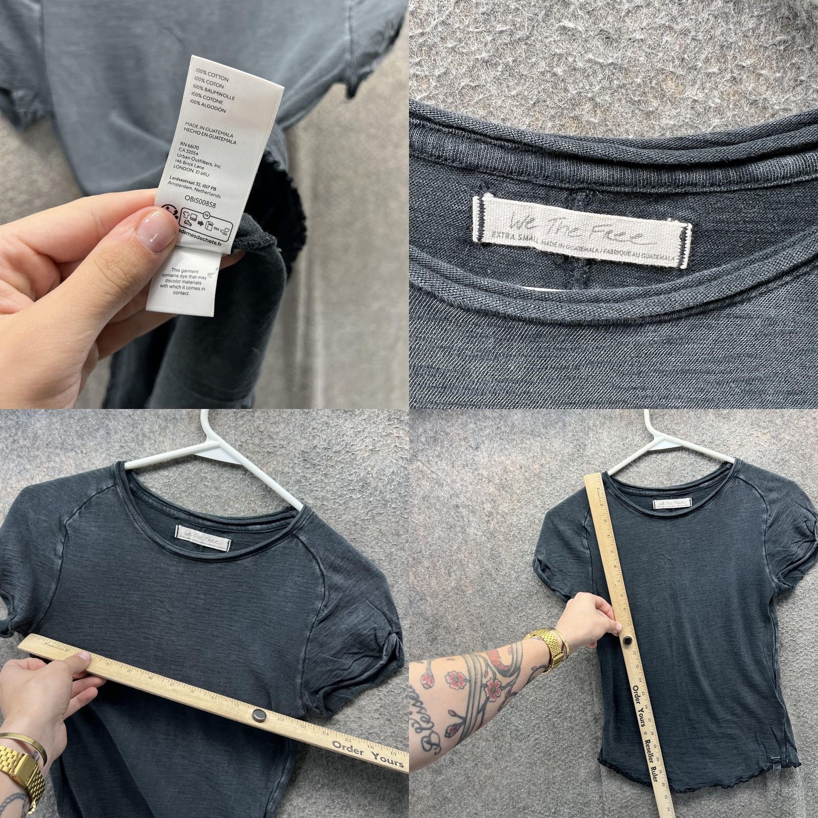 Free People Free People Shirt Womens XS Gray Short Sleeve Crew Neck Ruffle Cotton Tee Top Size XS / US 0-2 / IT 36-38 - 8 Thumbnail