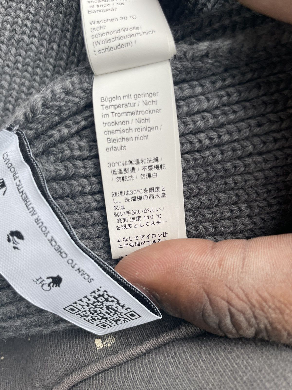 Off-White OFF WHITE Wool Embroidered Hand Logo Beanie Grey Size ONE SIZE - 10 Thumbnail