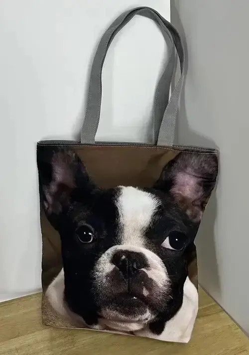 Fashion Y2K Unisex French Bulldog Tote Bag in Black, Men's
