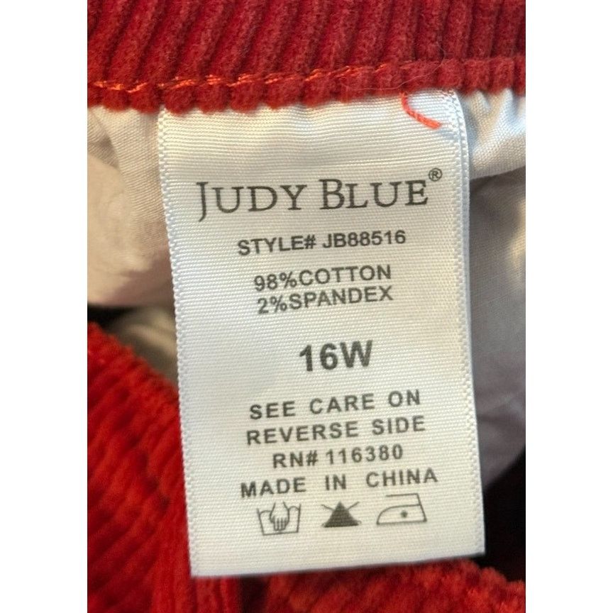 Judy Blue Judy Blue Pants Women 16W Red Corduroy Plus Size Ankle Size 33" - 7 Thumbnail
