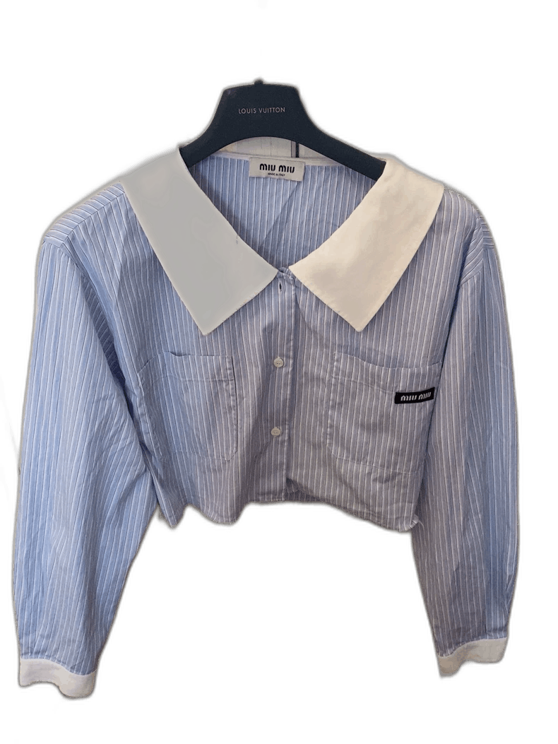 Miu Miu Cropped Long Sleeve Miu Miu Shirt Size US M / EU 48-50 / 2 - 1 Thumbnail