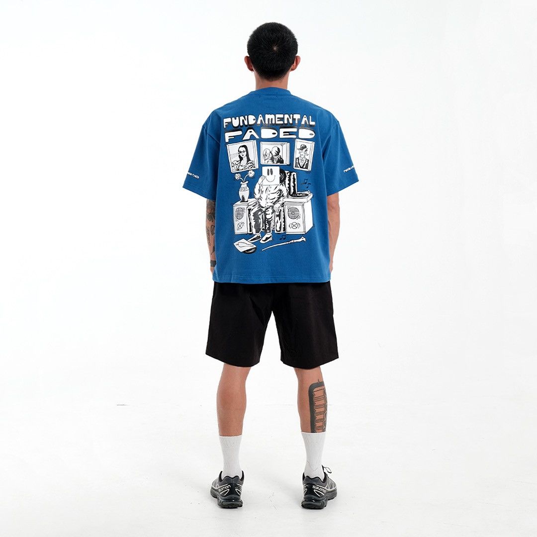 Fundamental Faded Blue Room Boxyfit Tshirt 350GSM
