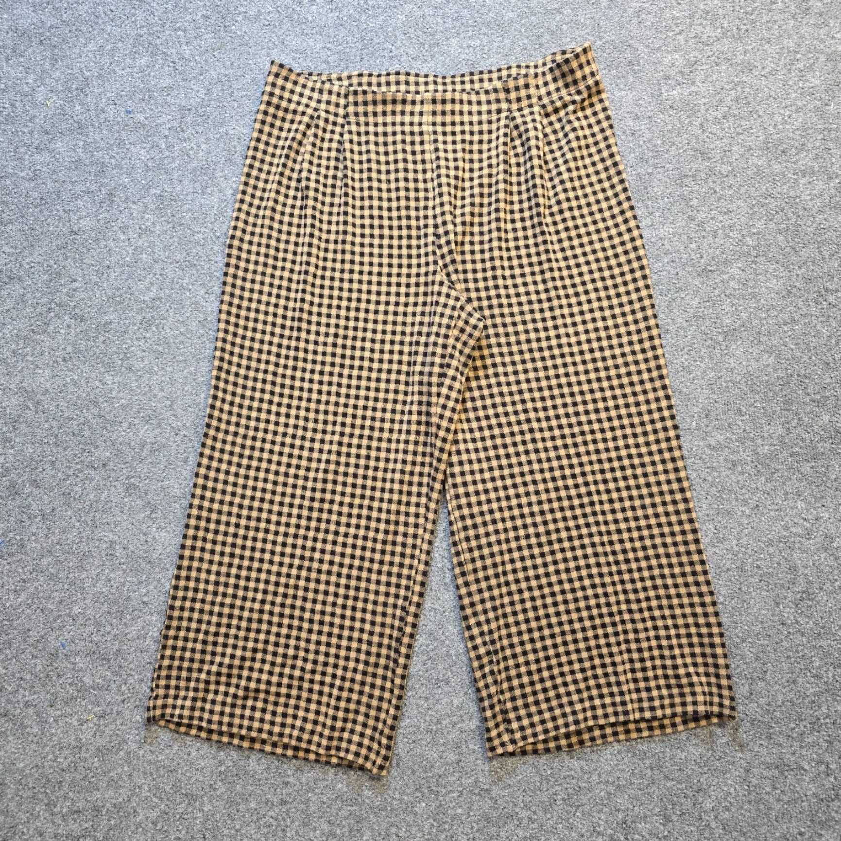 J. Jill J. Jill Pants Wide-Leg Plaid Capri Cropped Beige Black Womens Large Stretch Casual Side Elastic Waist Knit Capris Size 24" / US 00 / IT 34 - 2 Thumbnail