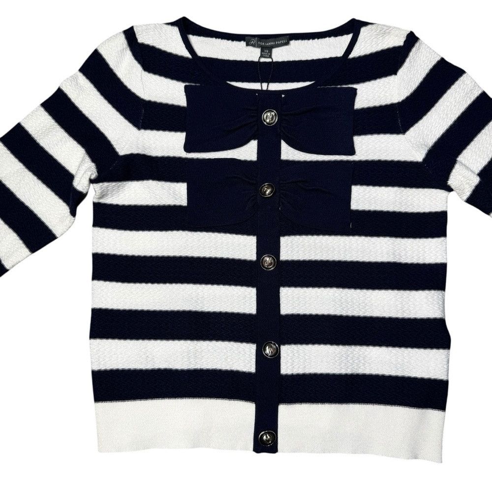 Adrianna Papell NWT New $109 Adrianna Papell Contrast Tipped Bow Sweater Si Size XS / US 0-2 / IT 36-38 - 5 Thumbnail