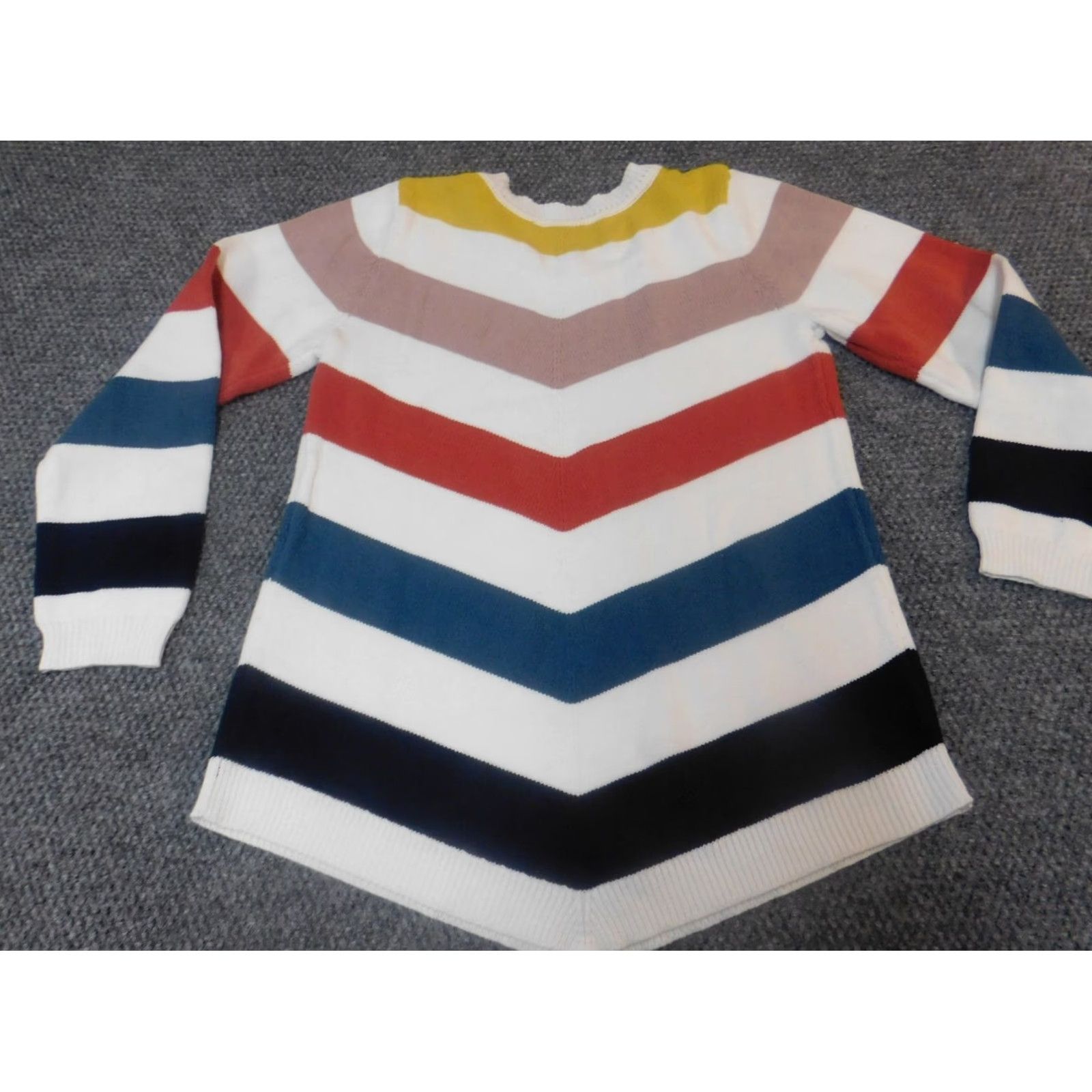 Apt. 9 Apt 9 Womens Sweater M Pullover White Striped Open-Knit Raglan Sleeve Crew Neck Stretch Button Regular Women Mens? Size M / US 6-8 / IT 42-44 - 7 Thumbnail